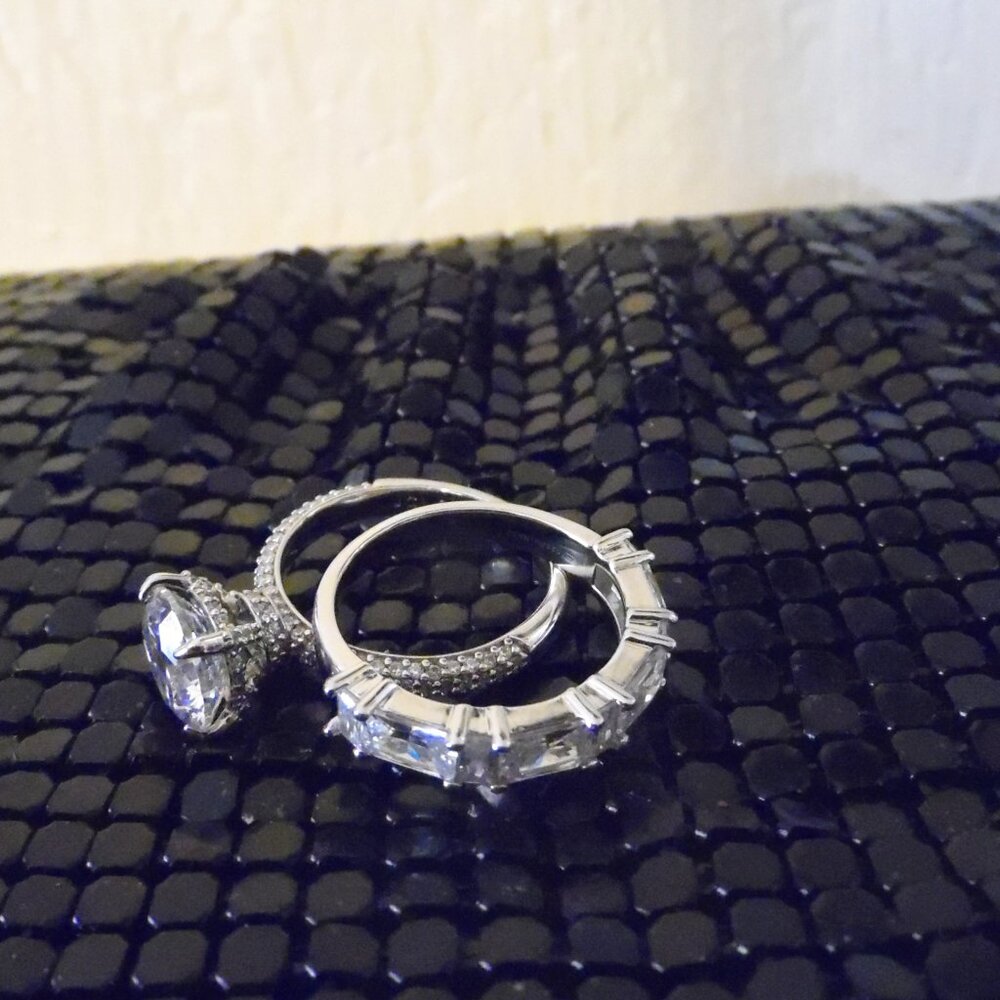 Diamonique 4.65ctw Simulated Diamond Ring & Eternity Band Size 9